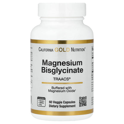 California Gold Nutrition, Magnesium Bisglycinate, Formulated with TRAACS®, 60 Veggie Capsules (100 mg per Capsule)