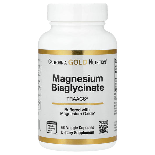 California Gold Nutrition, Magnesium Bisglycinate, Formulated with TRAACS®, 60 Veggie Capsules (100 mg per Capsule)