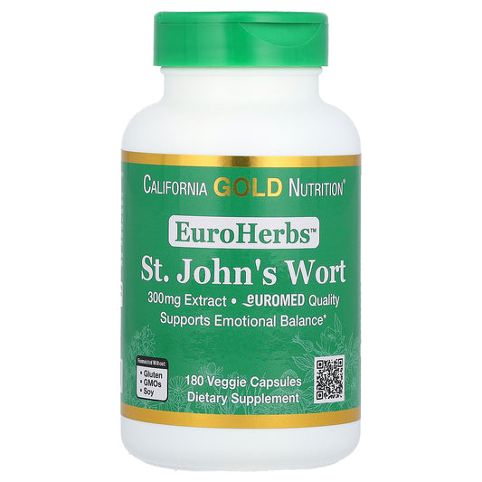 California Gold Nutrition, EuroHerbs, St. John's Wort Extract, Euromed Quality, 300 mg, 180 Veggie Capsules