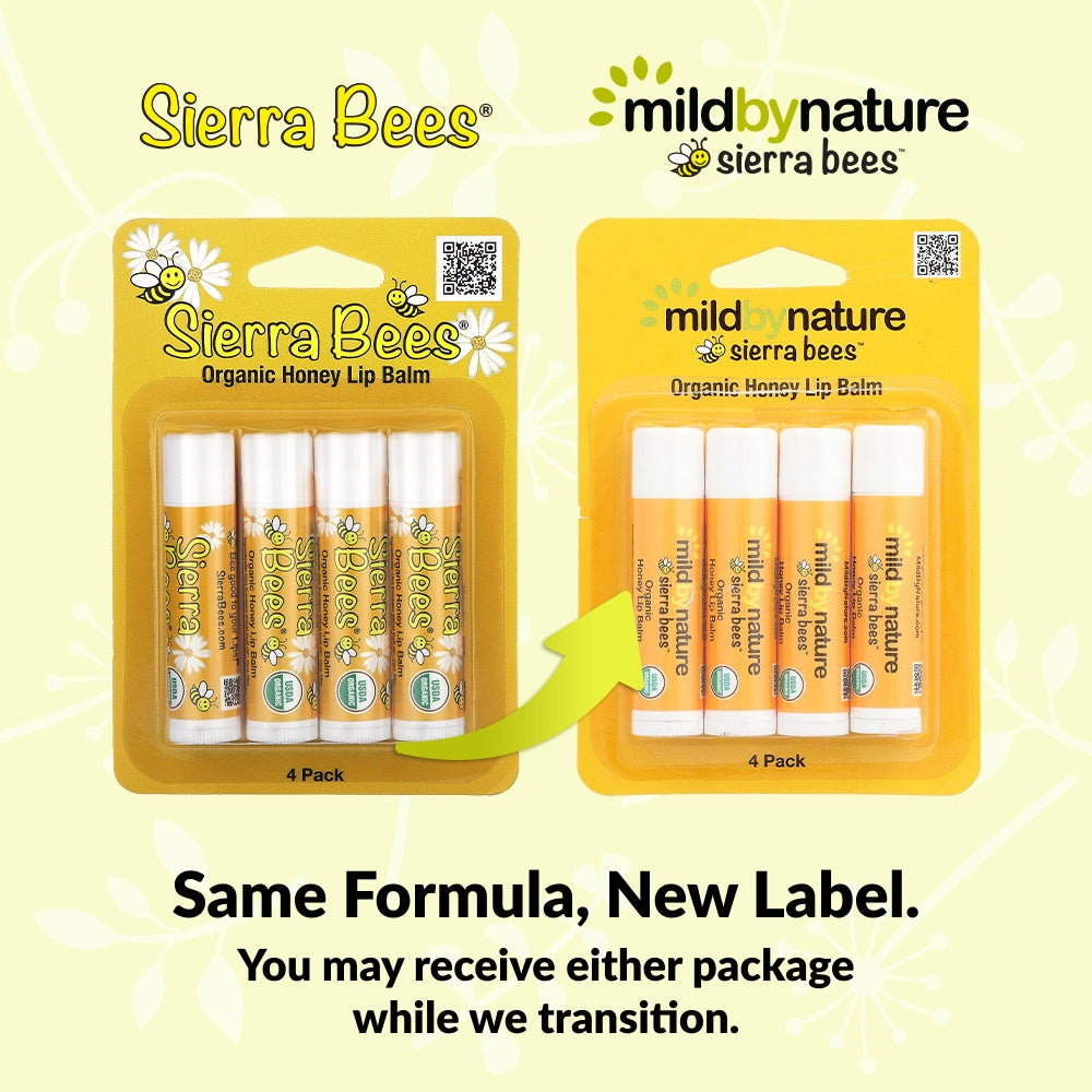 Mild By Nature, Sierra Bees™, Organic Lip Balms, Honey, 4 Pack, 0.15 oz (4.25 g) Each