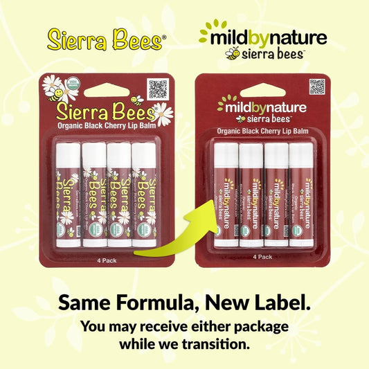 Mild By Nature, Sierra Bees™, Organic Lip Balms, Black Cherry, 4 Pack, 0.15 oz (4.25 g) Each