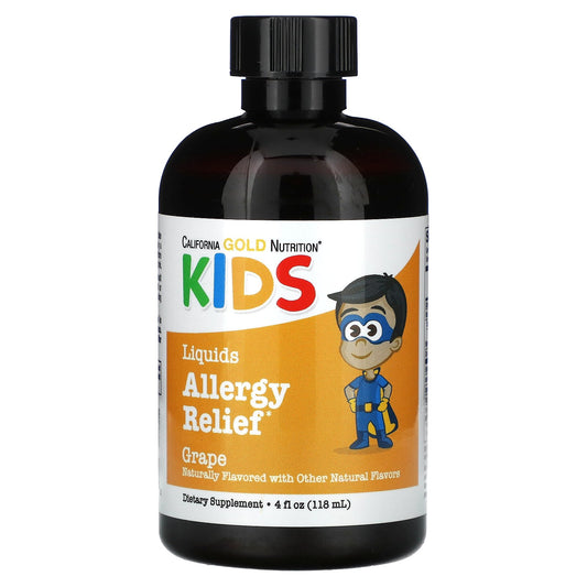California Gold Nutrition, Liquid Allergy Relief for Children, No Alcohol, Grape Flavor, 4 fl oz (118 ml)