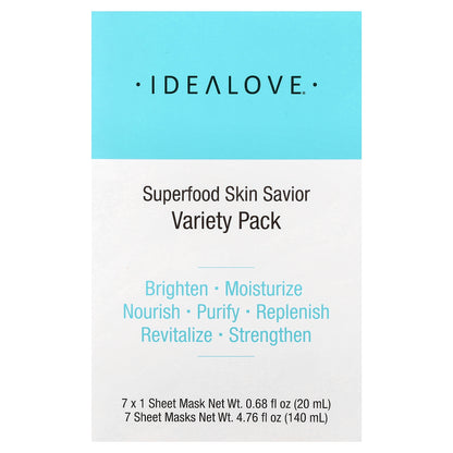Idealove, Superfood Skin Savior Beauty Masks, Variety Pack, 7 Sheets, 0.68 fl oz (20 ml) Each