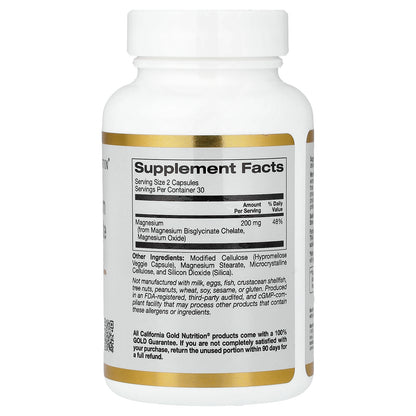 California Gold Nutrition, Magnesium Bisglycinate, Formulated with TRAACS®, 60 Veggie Capsules (100 mg per Capsule)