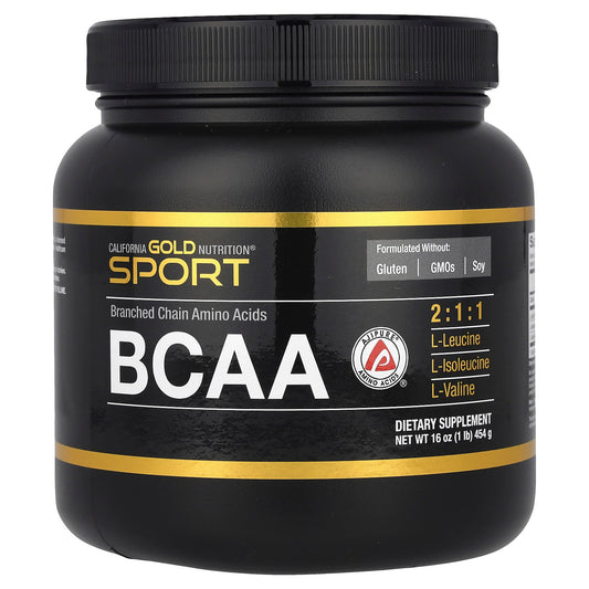 California Gold Nutrition, Sport, BCAA Powder, AjiPure®, Branched Chain Amino Acids with L-Leucine, L-Isoleucine and L-Valine, 1 lb (454 g)