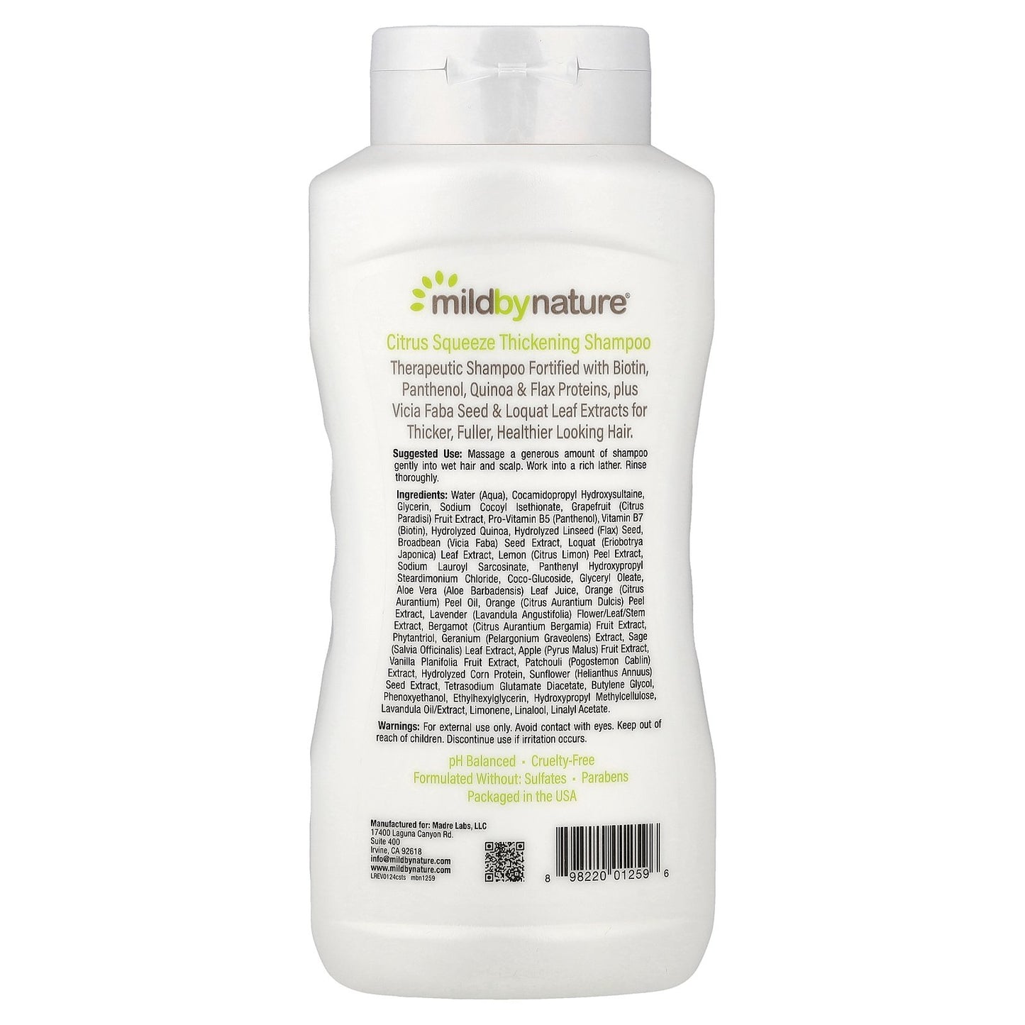 Mild By Nature, Thickening Shampoo, B-Complex + Biotin, Citrus Squeeze, 16 fl oz (473 ml)