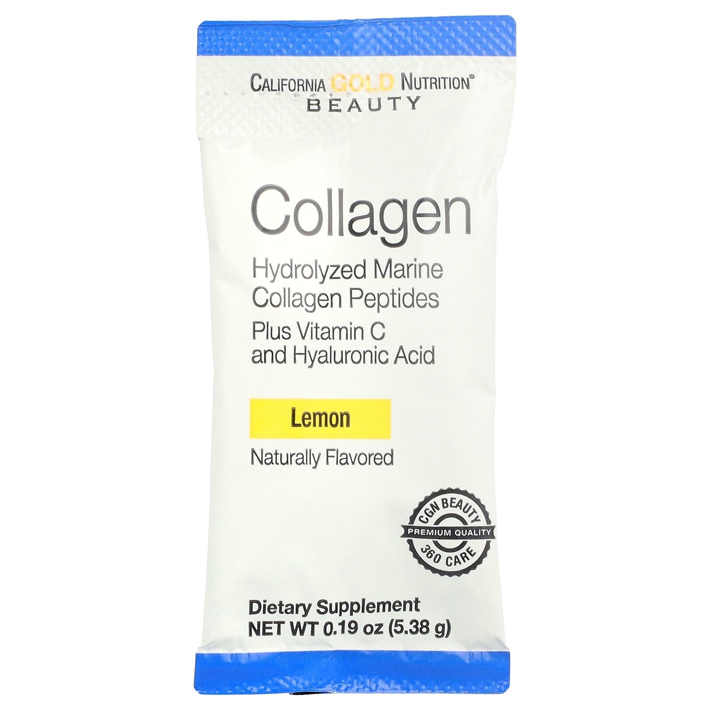 California Gold Nutrition, Marine Collagen Peptides Plus Vitamin C and Hyaluronic Acid, Lemon, 30 Packets, 0.19 oz (5.38 g) Each