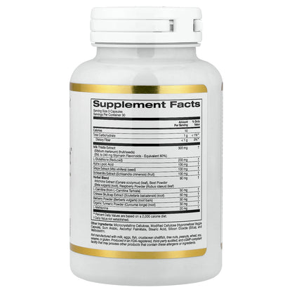 California Gold Nutrition, Advanced Liver Support with Milk Thistle Extract, L-Glutathione, Alpha Lipoic Acid, and Grape Seed Extract, 90 Veggie Capsules