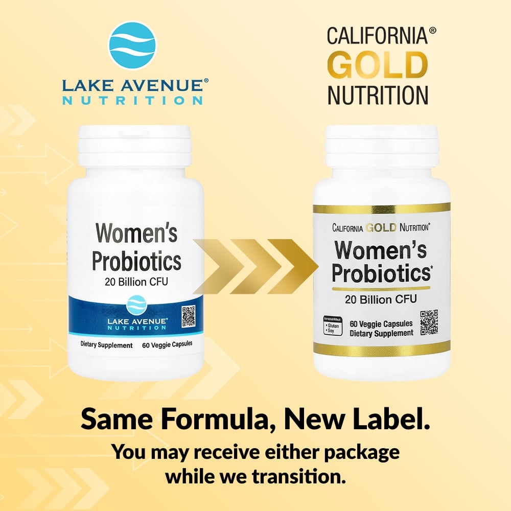 California Gold Nutrition, Women's Probiotics with Probiotic Bacteria Blend, Bifidobacterium lactis, Lactobacillus acidophilus, and Lactobacillus rhamnosus, 20 Billion CFU, 60 Veggie Capsules