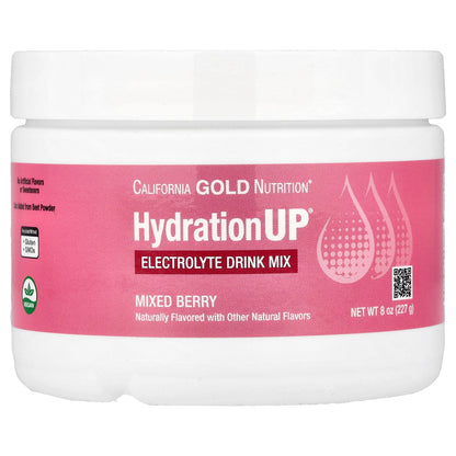 California Gold Nutrition, HydrationUP®, Electrolyte Drink Mix with Calcium, Potassium, Vitamin C, and Vitamin E, Mixed Berry, 8 oz (227 g)