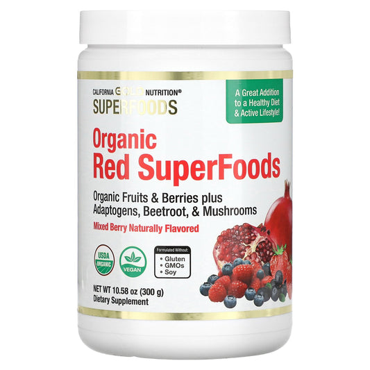 California Gold Nutrition, Superfoods, Organic Red Superfoods, Mixed Berry, 10.58 oz (300 g)