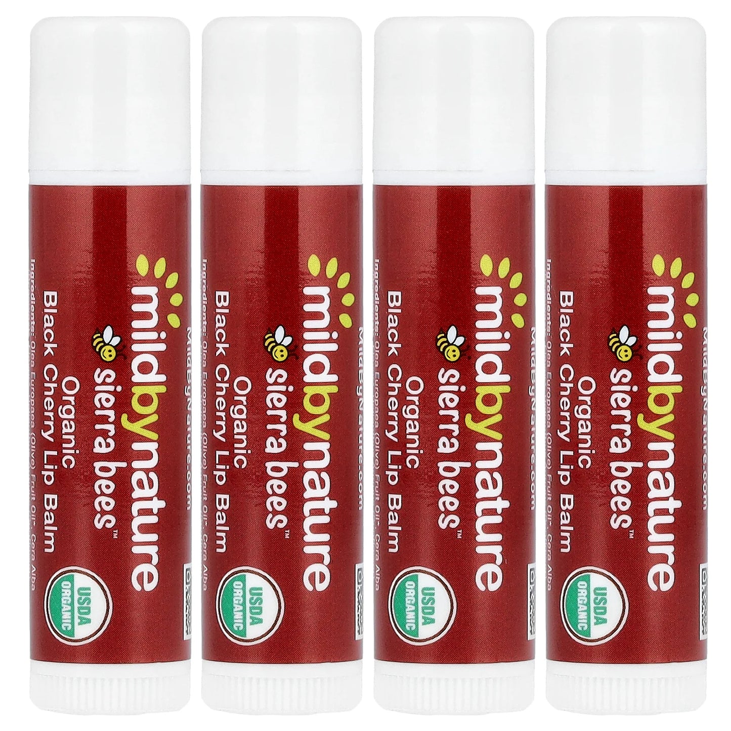 Mild By Nature, Sierra Bees™, Organic Lip Balms, Black Cherry, 4 Pack, 0.15 oz (4.25 g) Each