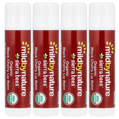 Mild By Nature, Sierra Bees™, Organic Lip Balms, Black Cherry, 4 Pack, 0.15 oz (4.25 g) Each