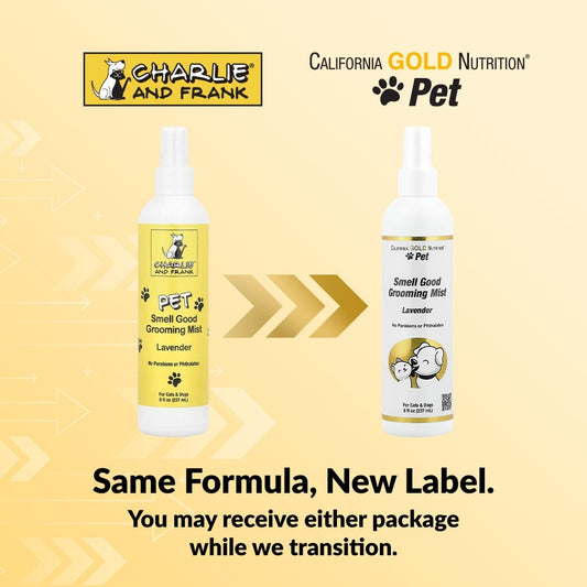 California Gold Nutrition, Pet Smell Good Grooming Mist, For Cats & Dogs, Lavender, 8 fl oz (237 ml)