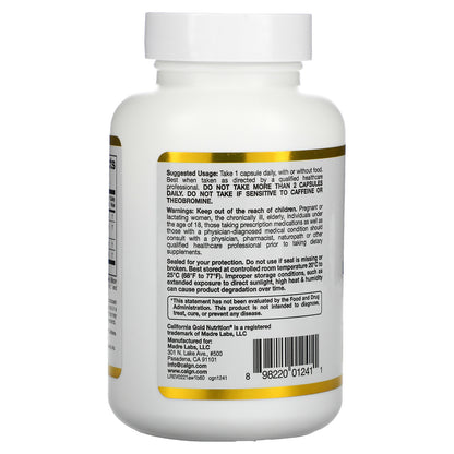 California Gold Nutrition, TheanineUP™, L-Theanine & Caffeine Plus Cocoa, and Matcha, 60 Veggie Capsules