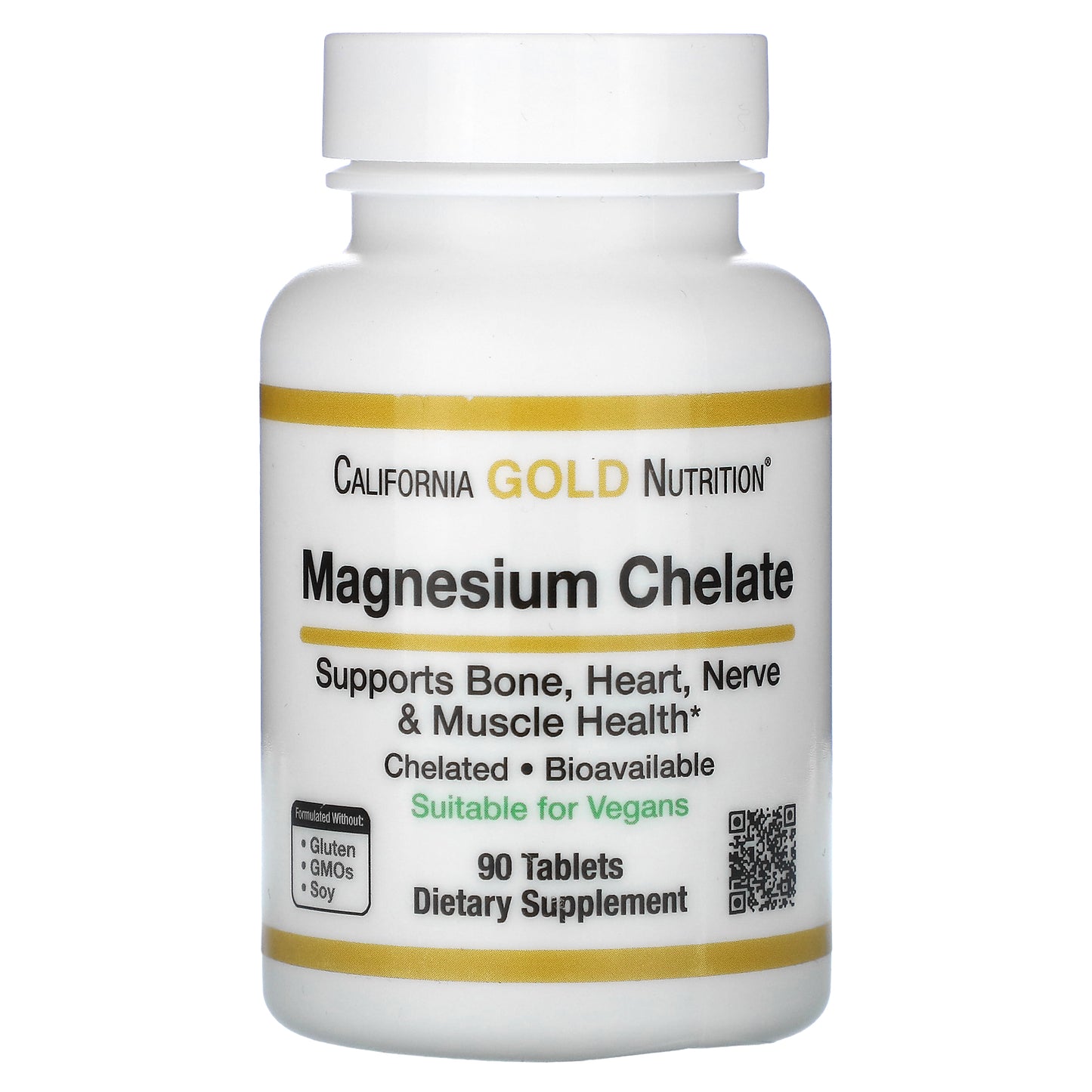 California Gold Nutrition, Magnesium Chelate, 210 mg, 90 Tablets (105 mg per Tablet)