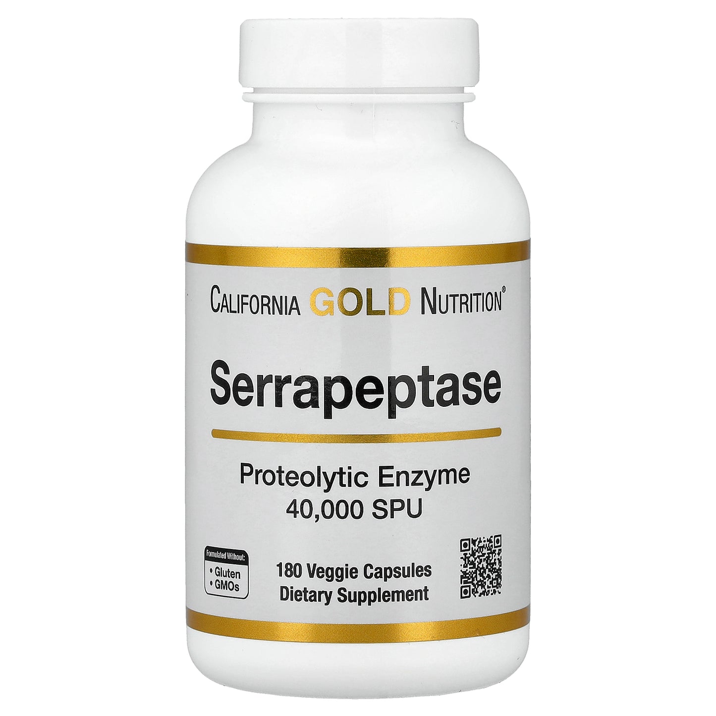 California Gold Nutrition, Serrapeptase, Proteolytic Enzyme, 40,000 SPUs, 180 Veggie Capsules
