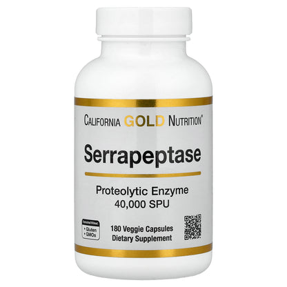 California Gold Nutrition, Serrapeptase, Proteolytic Enzyme, 40,000 SPUs, 180 Veggie Capsules