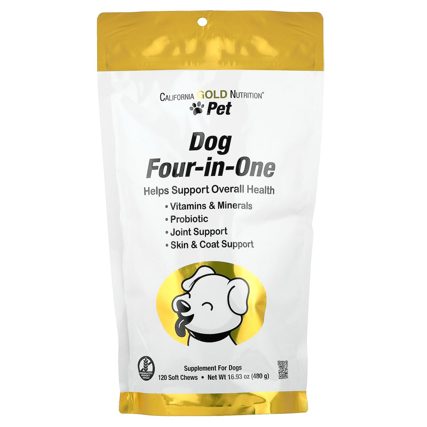 California Gold Nutrition, Pet, Dog Four-in-One, 120 Soft Chews, 16.93 oz (480 g)