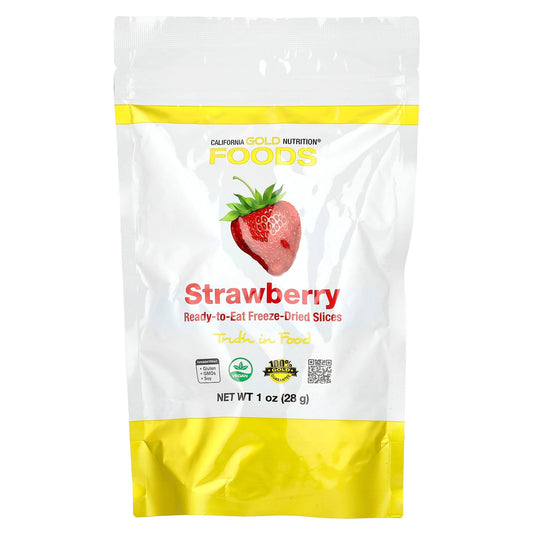 California Gold Nutrition, Freeze-Dried Strawberry, Ready to Eat Whole Freeze-Dried Slices, 1 oz (28 g)