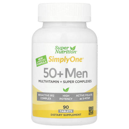 Super Nutrition, Simply One®, Men's 50+ Multivitamin with Super Adaptogens, B12, Greens, Spices & Antioxidants, 90 Tablets