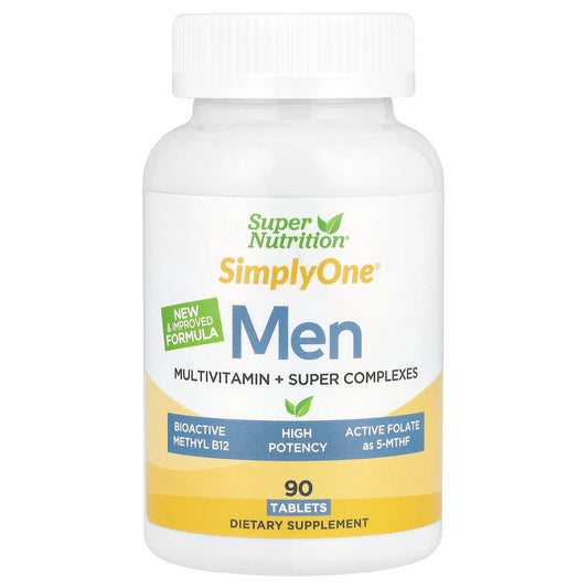 Super Nutrition, SimplyOne®, Men’s Multivitamin + Super Complexes with Vitamin C + Super Adaptogen Complex, 90 Tablets