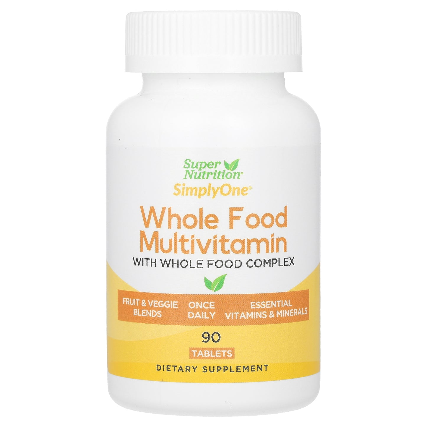 Super Nutrition, SimplyOne®, Whole Food Multivitamin with Vitamin A, C, Minerals, and Enzymes, 90 Tablets