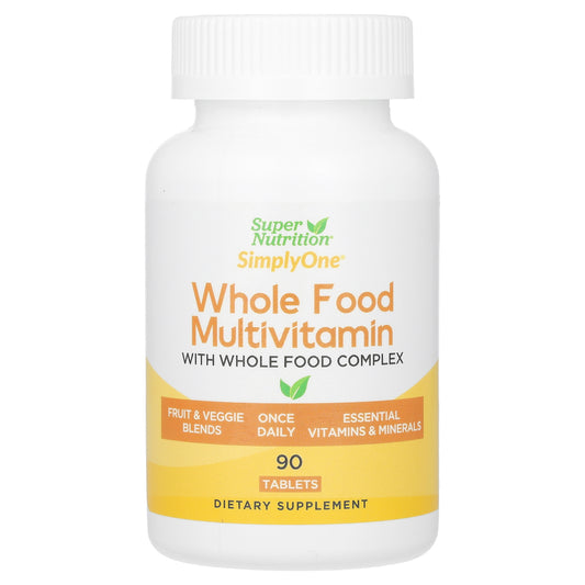 Super Nutrition, SimplyOne®, Whole Food Multivitamin with Vitamin A, C, Minerals, and Enzymes, 90 Tablets