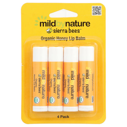 Mild By Nature, Sierra Bees™, Organic Lip Balms, Honey, 4 Pack, 0.15 oz (4.25 g) Each